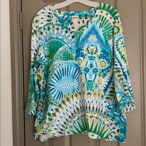 Chico’s Peacock shirt, size 3